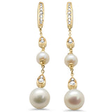 .32ct G SI 14K Yellow Gold Diamond Pearl Drop Earrings
