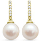 .10ct G SI 14K Yellow Gold Diamond Pearl Drop Earrings