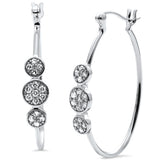 .25ct G SI 14K White Gold Diamond Oval Hoop Earrings