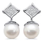 <span style="color:purple">SPECIAL!</span> .05ct G SI 14K White Gold Diamond Pearl Drop Earrings