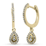 .25ct G SI 14K Yellow Gold Diamond Pear Shaped Drop Huggie Earrings