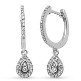 .25ct G SI 14K White Gold Diamond Pear Shaped Drop Huggie Earrings