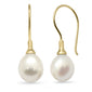 <span style="color:purple">SPECIAL!</span> G SI 14K Yellow Gold Diamond Pearl Hook Earrings Hook Post