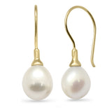 G SI 14K Yellow Gold Diamond Pearl Hook Earrings Hook Post