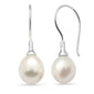 <span style="color:purple">SPECIAL!</span> G SI 14K White Gold Diamond Pearl Hook Earrings Hook Post