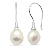 <span style="color:purple">SPECIAL!</span> G SI 14K White Gold Diamond Pearl Hook Earrings Hook Post