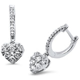 .48ct G SI 14K White Gold Diamond Heart Shaped Drop Dangle Hoop Earrings