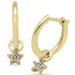 .05ct G SI 14K Yellow Gold Diamond Dangling Star Hoop Earrings
