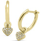 .10ct G SI 14K Yellow Gold Diamond Dangling Heart Hoop Earrings
