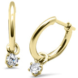 .25ct G SI 14K Yellow Gold Diamond Dangling Solitaire Hoop Earrings