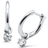 .25ct G SI 14K White Gold Diamond Dangling Solitaire Hoop Earrings