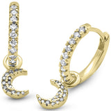 .25ct G SI 14K Yellow Gold Diamond Dangling Moon Hoop Earrings