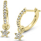 .23ct G SI 14K Yellow Gold Diamond Dangling Star Hoop Earrings