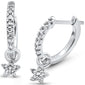 .23ct G SI 14K White Gold Diamond Dangling Star Hoop Earrings