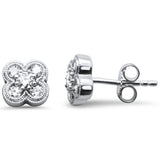 .40ct G SI 14K White Gold Diamond Clover Flower Stud Earrings