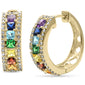<span style="color:purple">SPECIAL!</span>  1.81ct G SI 14K Yellow Gold Diamond Multi Color Hoop Earrings