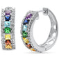 <span style="color:purple">SPECIAL!</span>  1.90ct G SI 14K White Gold Diamond & Multi Color Hoop Earrings
