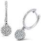 .19ct G SI 14K White Gold Diamond Round Hoop Dangling Earring