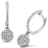 .19ct G SI 14K White Gold Diamond Round Hoop Dangling Earring