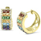 <span style="color:purple">SPECIAL!</span> 1.69ct G SI 14K Yellow Gold Diamond & Multi Color Gemstone Hoop Earrings