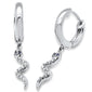 <span style="color:purple">SPECIAL!</span> .14ct G SI 14K White Gold Diamond & Blue Sapphire Gemstone Dangling Snake Earrings