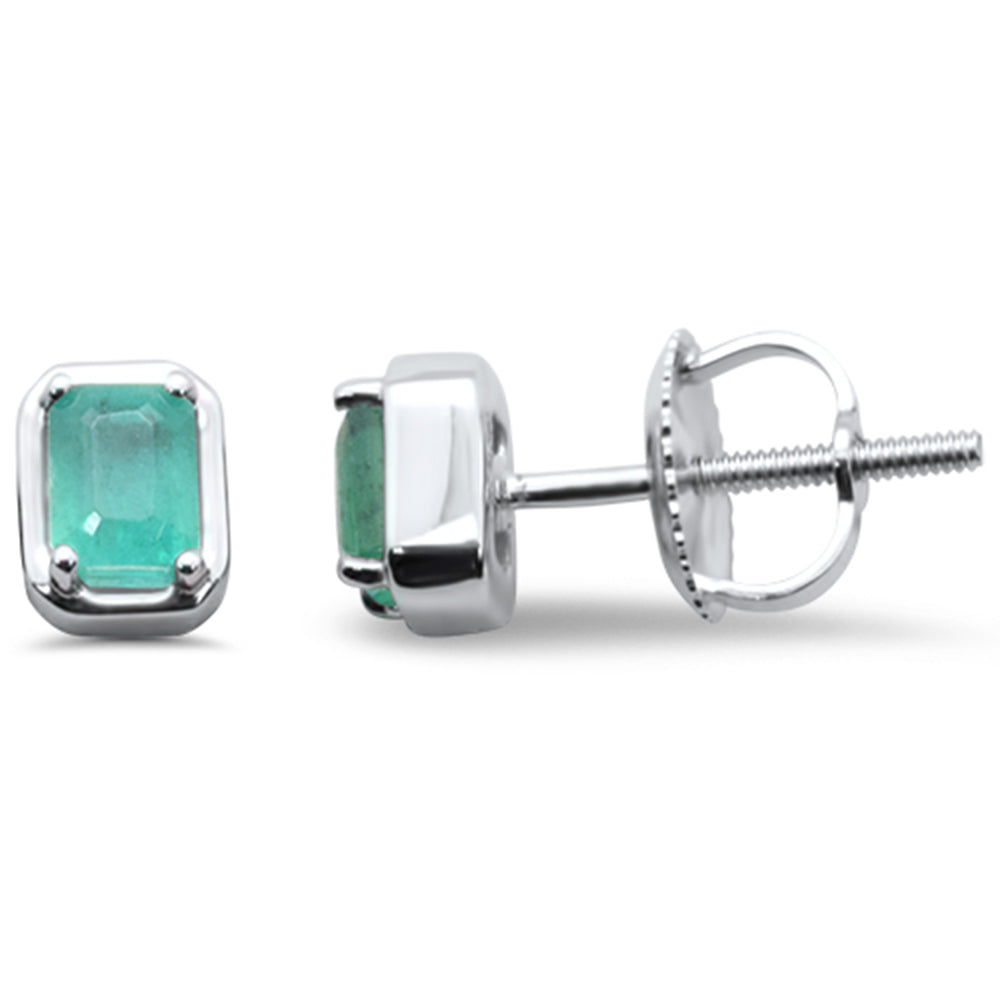 .33ct G SI 14K White Gold Emerald Gemstone Stud Earrings