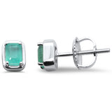 .33ct G SI 14K White Gold Emerald Gemstone Stud Earrings