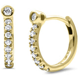 .23ct G SI 14K Yellow Gold Diamond Bezel Hoop Earrings