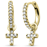 .33ct G SI 14K Yellow Gold Diamond Dangling Cross Earrings