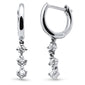 .22ct G SI 14K White Gold Diamond Dangling Hoop Earrings
