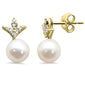 3.45ct G SI 14K Yellow Gold Diamond Pearl Dangling Earings