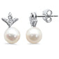 3.45ct G SI 14K White Gold Diamond Pearl Dangling Earings