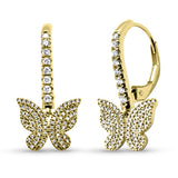 <span style="color:purple">SPECIAL!</span> .40ct G SI 14K Yellow Gold Diamond Dangling Butterfly Hoop Earrings