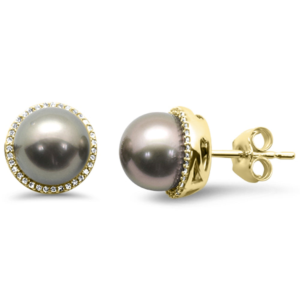 8.82ct G SI 14K Yellow Gold Diamond Pearl Earrings