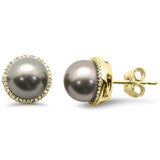 8.82ct G SI 14K Yellow Gold Diamond Pearl Earrings