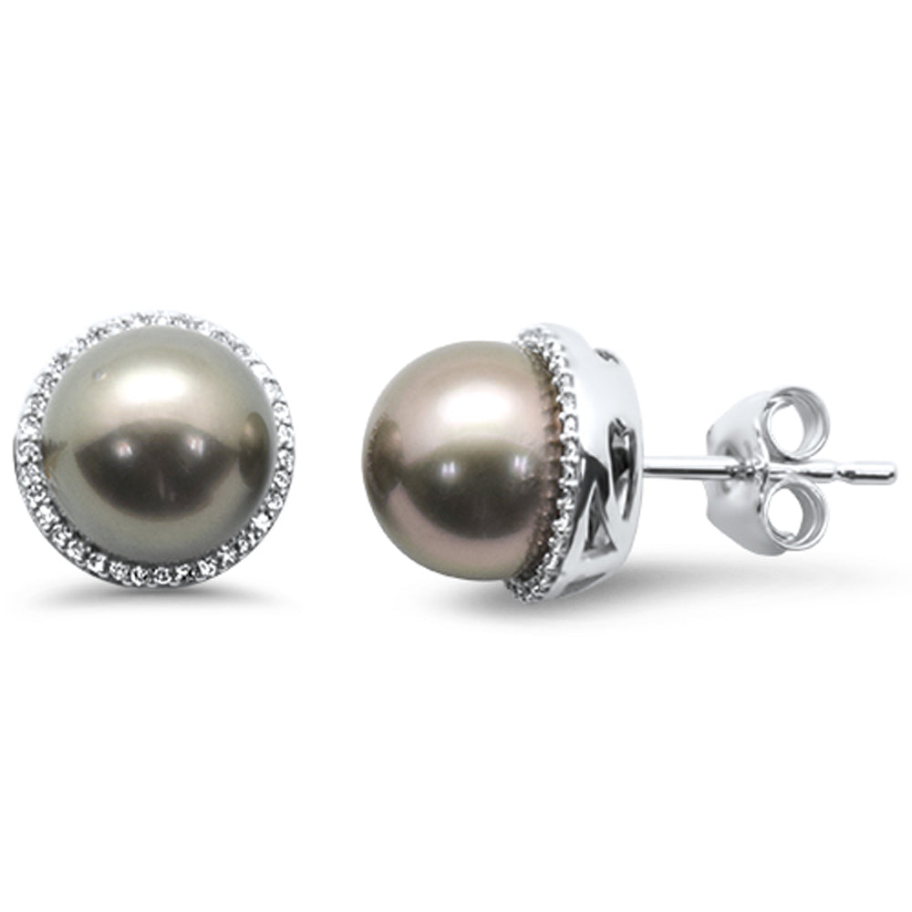 8.82ct G SI 14K White Gold Diamond Pearl Earrings