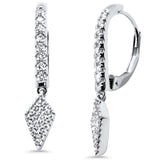 .33ct G SI 14K White Gold Diamond Dangling Hoop Earrings
