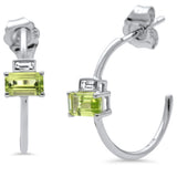 .76ct G SI 14k White Gold Baguette Diamond & Peridot Hoop Earrings