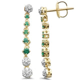 .47ct G SI 14K Yellow Gold Diamond & Emerald Dangling Drop Earrings