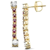 <span style="color:purple">SPECIAL!</span> .98ct G SI 14K Yellow Gold Diamond Garnet Dangling Earrings