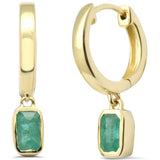 .51ct G SI 14K Yellow Gold Emerald Gemstone Hoop Earrings