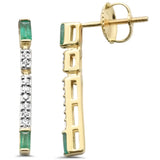 .34ct G SI 14K Yellow Gold Diamond Emerald Line Drop Earrings