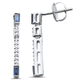 .41ct G SI 14K White Gold Diamond Blue Sapphire Dangling Earrings