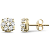 <span style="color:purple">SPECIAL!</span>.74ct G SI 14K Yellow Gold Diamond Round Flower Stud Earrings