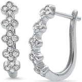.50ct G SI 14K White Gold Diamond Petite Hoop Clover Earrings
