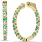 <span style="color:purple">SPECIAL!</span> 2.04ct G SI 14K Yellow Gold Diamond & Green Emerald Hoop Earrings