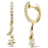 <span style="color:purple">SPECIAL!</span> .24ct G SI 14K Yellow Gold Diamond Moon & Star Petite Hoop Earrings Post & Click
