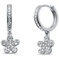 .18ct G SI 14K White Gold Diamond Flower Petite Hoop Earrings Post & Click