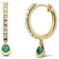 .19ct G SI 14K Yellow Gold Diamond Petite Emerald Hoop Earrings Post & Click