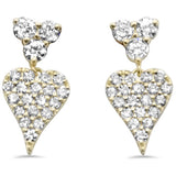 .34ct G SI 14K Yellow Gold Diamond Heart Dangling Earrings Push Back